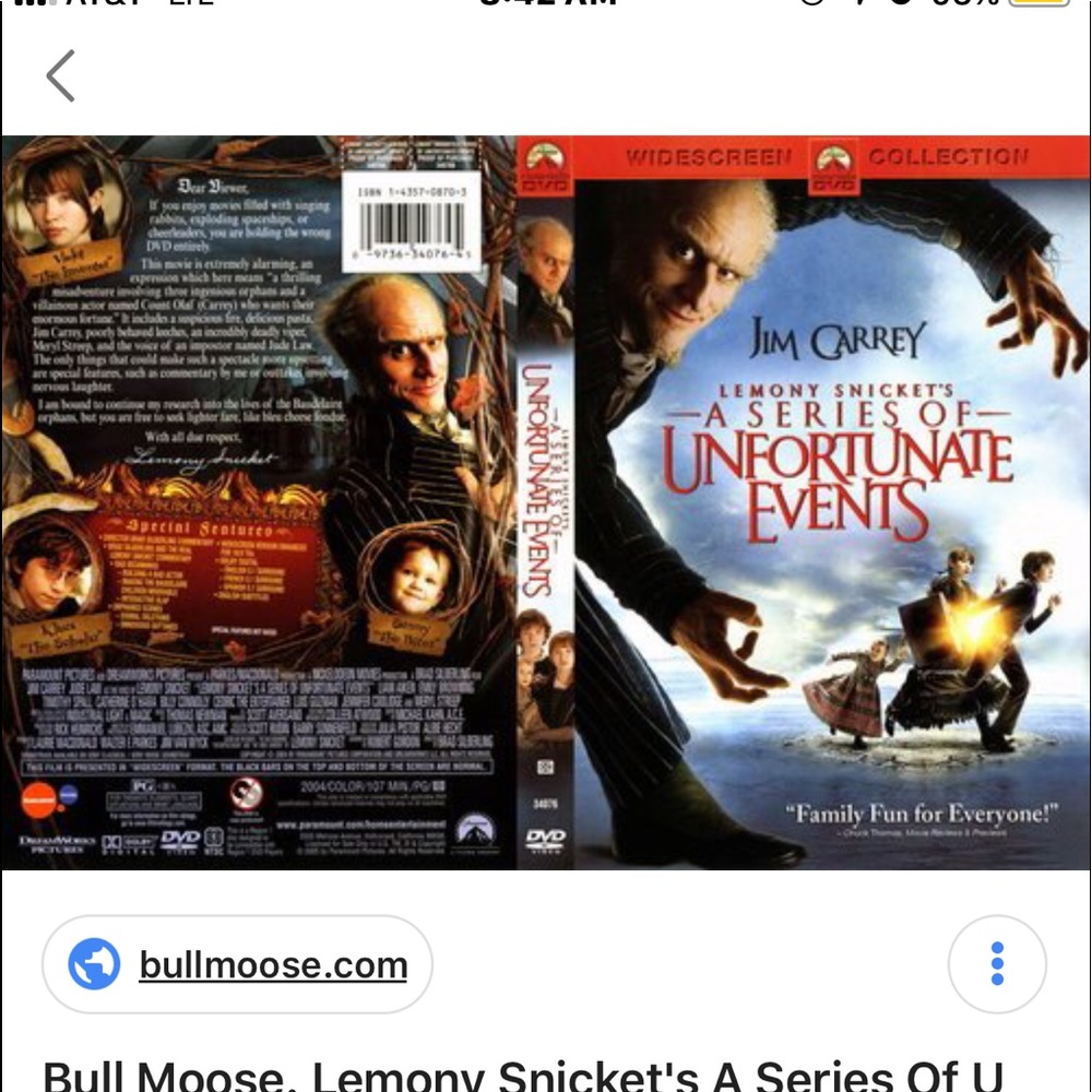 Lemony Snickets a series of unfortunate events dvd